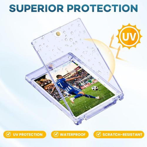 Magnetic Card Holders,One Touch Card Holder | U-V Protection Hard Plastic Case for Trading Cards, Display Case for Sports, Baseball, Football, Game Cards