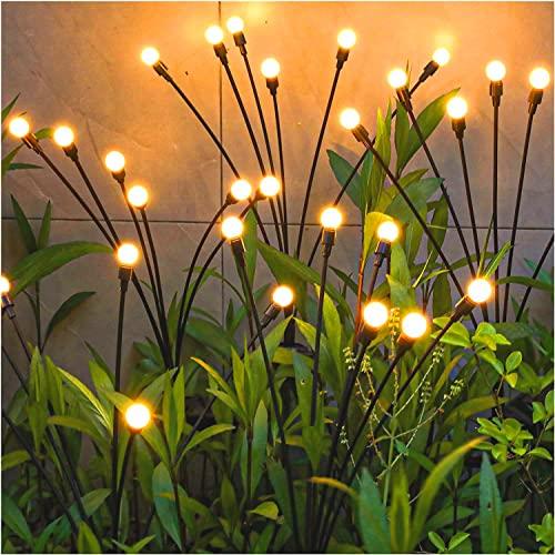 TONULAX Solar Garden Lights - Upgraded Solar Swaying Light, Sway by Wind, Outdoor Lights, Yard Patio Pathway Decoration, High Flexibility Iron Wire & Heavy Bulb Base, Warm White (4 Pack)