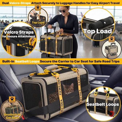 PAWZIDEA Expandable Pet Carrier for Small Cats & Dogs, TSA Airline Approved
