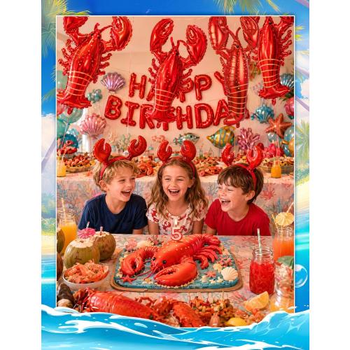 8Pcs Crawfish Balloons Giant Lobster Foil Balloons