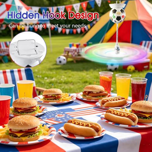 chemotex Fly Fans for Tables, Soccer Theme Table Top Fly Spinner to Keep Flies Away from Food, Portable Fly Repellent Fan with Soft Stop Blades for Outdoor, Picnic, Party & BBQ, 4 Packs