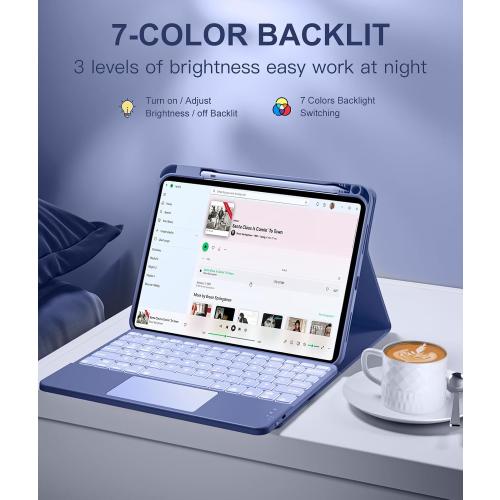 Harvopu for iPad A16 11th/10th Generation Case with Keyboard, Folio Cover