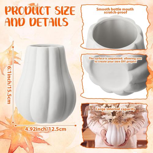 1 Pcs 6 Fall Pumpkin Vase Ceramic White Vase for Table Decor Centerpieces