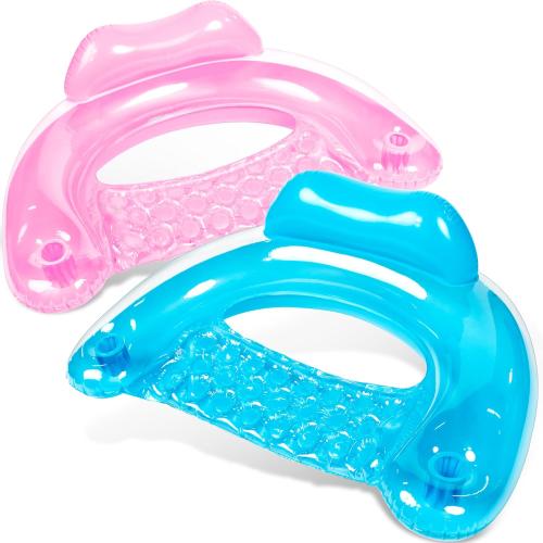 USED‼️SLOOSH Inflatable Pool Floats Adult,2 Pack Pool Chairs with Cup Holders,X-Large Blow up Floats Chair,Hammock Noodle Mat for Relaxing Summer Water Fun Swimming Party Beach