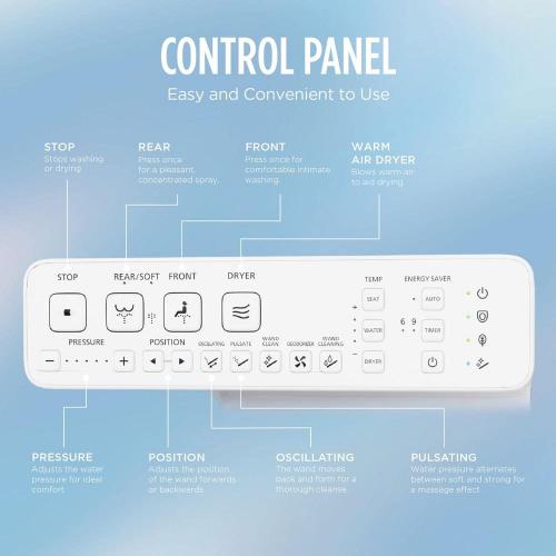 S2 Washlet Electric Heated Bidet Seat for Elongated Toilet in Cotton White