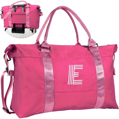 Tween Girl Trendy Stuff, Birthday Gift, Girls Initial Travel Bag, Sports Bag, Monogrammed Bags for Girls, Personalized Weekender Bag, Monogram Overnight Bag Gift for Her (Letter E)