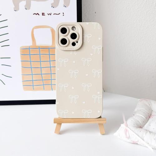 NITITOP Compatible for iPhone 12 Pro Max Case Cute Bow Knot - White