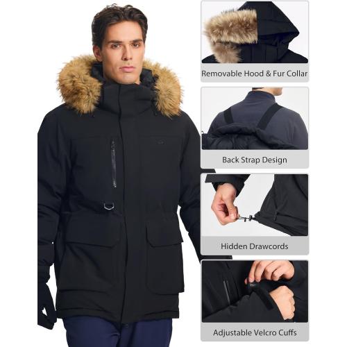 ADV3NTURE Men's Winter Coat Down Parka Jacket Men Heavyweight Thicken Insulated Puffer Jacket with Removable Faux Fur Hood