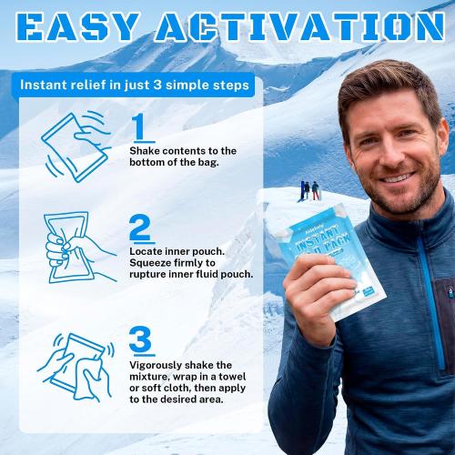 25 Pack Instant Cold Packs (4.3 x 5.9) - Disposable Ice Packs for Injuries | Cold Compress Ice Pack for Pain Relief, Swelling, Inflammation, Sprains, Toothache - Cold Pack for Athletes