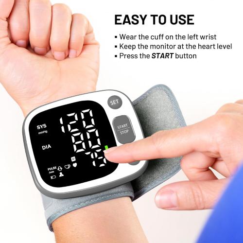 Oklar Wrist Blood Pressure Monitor, FDA Cleared Rechargeable BP Machine