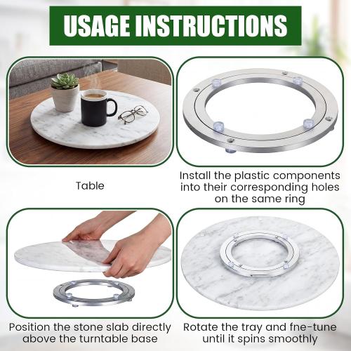 Gisafai 12'' Marble Lazy Susan 8'' Aluminium Alloy Turntable, White