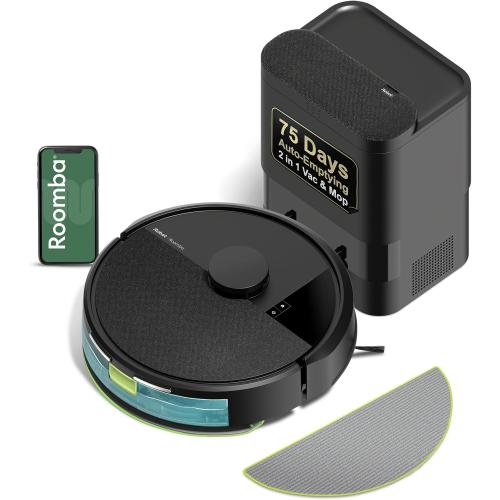 iRobot Roomba 104 2in1 Vacuum & Mop Robot - Self-Empties for 75 Days, Intense Power-Lifting Suction, Vacuums All Floors, Ideal for Pet Hair, LiDAR Smart Navigation Mapping, Mops Hard Floors