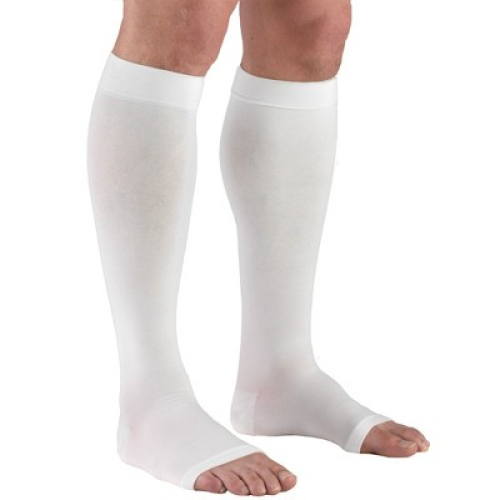 Truform 30-40 mmHg Compression Stockings for Men and Women, Knee High Length, Open Toe Beige Medium