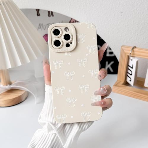 NITITOP Compatible for iPhone 12 Pro Max Case Cute Bow Knot - White