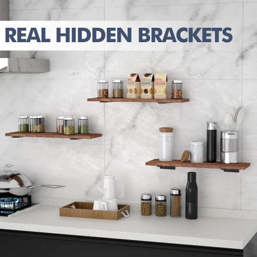 Starunder 10 Inch Floating Shelf Brackets,4 Pack L‑Shape Shelf Supports
