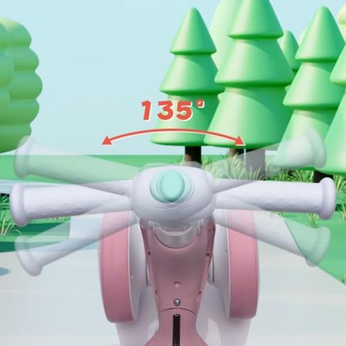 6V Electric Balance Bike with Bubble Machine, Ride on Toys(Pink)