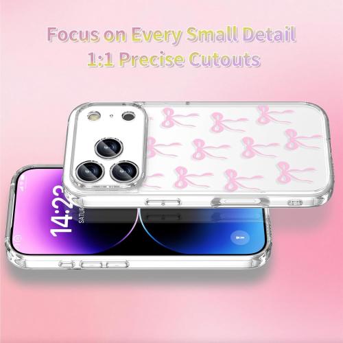 (clear pink) Case Compatible with iPhone 17 Pro 6.3 Inch with Screen Protector, Cute pink Clear Phone Cover for Women Girl｜Full Camera Protection｜Anti-Yellowing｜Shockproof & Anti-Scratch, Pink