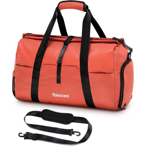 Tolaccea Gym Duffel Bag for Women, Travel Bags Foldable Sports Duffle with Shoe Compartment & Wet Pocket, Lightweight & Water-Resistant, Perfect for Workout, Weekender Overnight & Carry-On Expandable