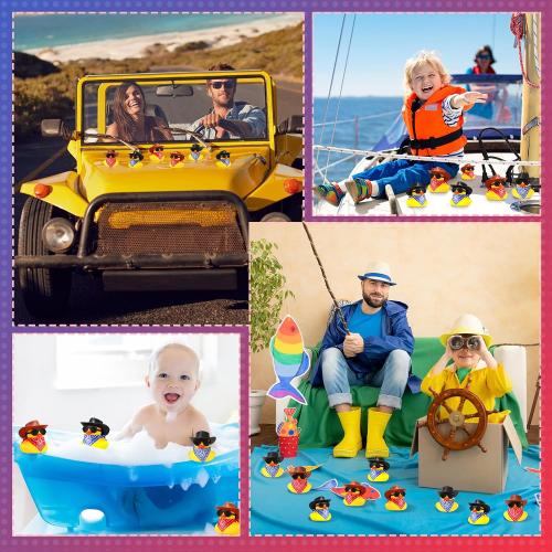 Sosation 48 Pcs Cowboy Rubber Duck Mini Yellow Duckies Toys, Vintage Style