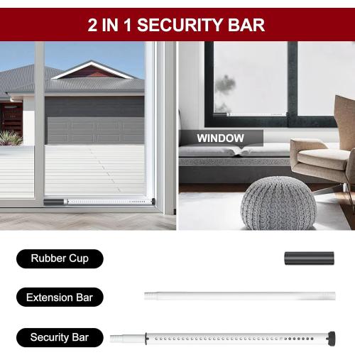 AceMining 1 Pack Sliding Door Security Bar, Patio Door Lock, 20-50 in