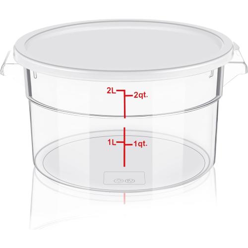 Ziliny 1 Pcs 2 Qt Dough Proofing Container with Lid and Red Scale, White