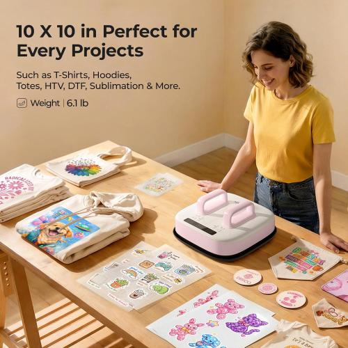 HTVRONT Heat Press Machine for T Shirts with Pressure Display, 10X10
