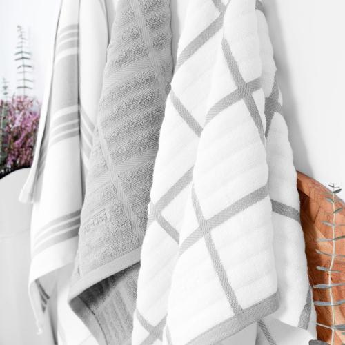 All-Clad Checked Kitchen Towel: Highly Absorbent, Super Soft Long Lasting - 100% Cotton, 17x30 Tea Towel for Cleaning & Drying Dishes, Pans, Glassware, or Countertops, (2-Pack), Titanium Gray