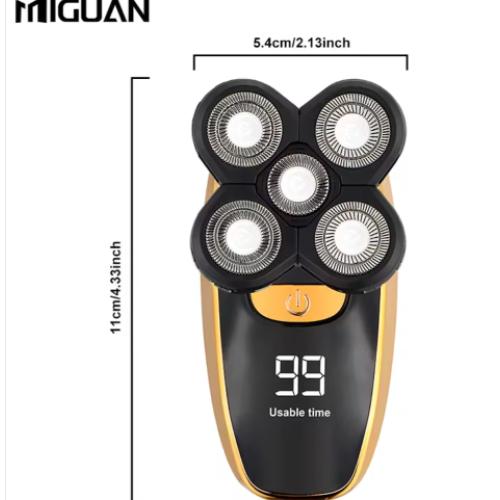 Five-blade Bald Machine, Digital Display Design, USB Charging, Optional Combination Set of Cleansing Brush, Nose Hair Device and Hair Clipper, One Machine Is Multi-purpose, Suitable for Personal Use or Gift Giving.