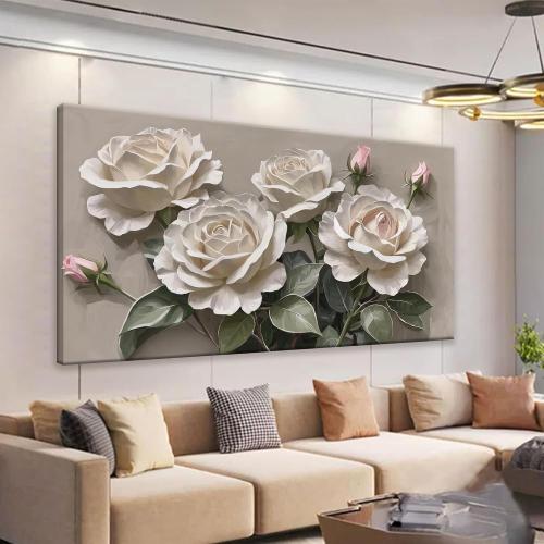 Canvas Art Wall Decor Modern Minimalist Home Wall Decor Flower Paintings White Wall Art Prints Pink White Floral Wall Art Pictures For Bedroom Kitchen Office Artwork 20×40