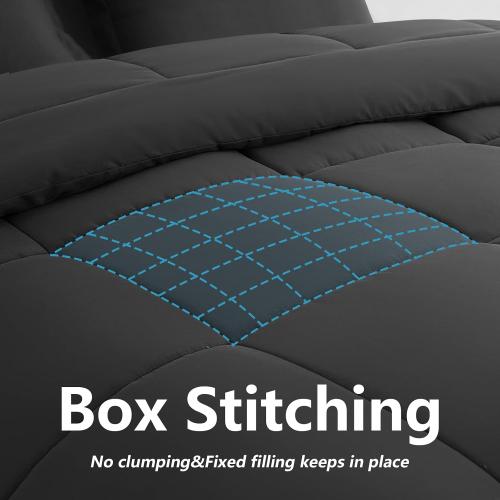 Oversized King Plus Comforter 128''x120'' - Extra Large Cooling All Seasons Down Alternative Lightweight Quilted Duvet Insert with Corner Tabs - Dark Grey
