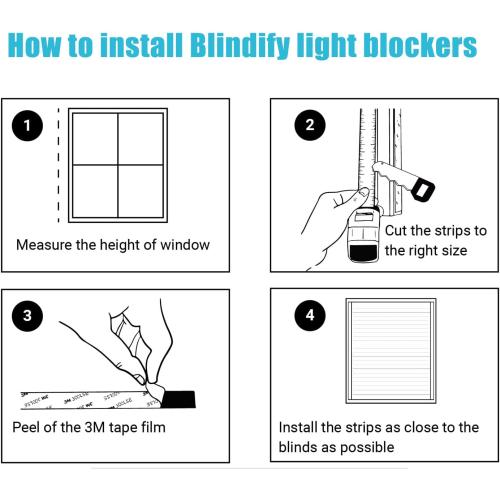 Light Blocking Strips, Light Blockers for Window Shades and Blinds, Block Light Along the Sides Blackout Side Tracks for Bedroom, White 2 Pcs