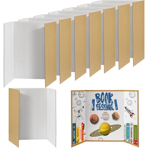8 PCS Trifold Poster Board- Large 40 x 28 Tri Fold Display Board Hard & Thick White Presentation Cardboard for Science Fair, School Projects, and Business Presentations Supply