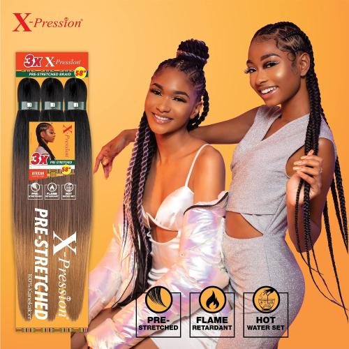 Sensationnel X-Pression Prestretched Braids-3X 58in,2pk 4 MEDBROWN