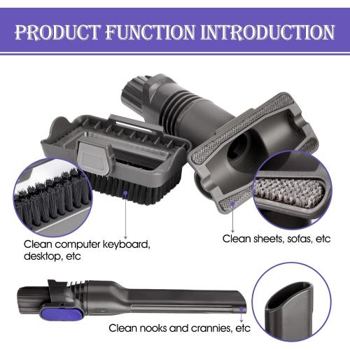 Vacuum Crevice Tool Brush Replacement Parts Compatible with Shark Pet Cordless Stick IX141 IZ162H IZ163H IZ362H IZ562H IZ140 IZ142 UZ145 Removable two-in-one Tool Brush Attachments for D-Shaped Vacuum