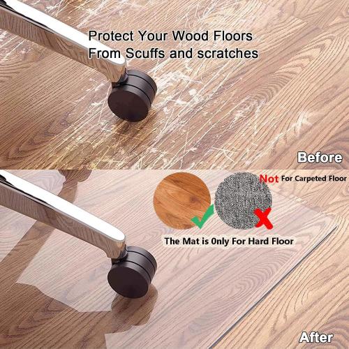 PVC Chair Mat for Hardwood Floor, Computer Desk Chair Floor Protector Mat, Wood/Tile Floor Protection Mat for Office Home,Clear 2.3mm,90x130cm