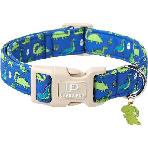 Summer Dog Collar-Dinosaur Dog Collars with Dino Eggs-Blue Summer Pet Dollar-Soft, Adjustable & Stylish for Small/Medium Dogs