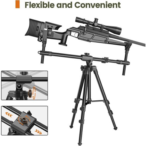 Hunting Rests, Shooting Tripod with Dual Frame, Flexible Orientation, Adjustable Height, Shooting Tripod Max Provide Maximum Shooting Stability for Outdoors, Ground Blinds and Hunting
