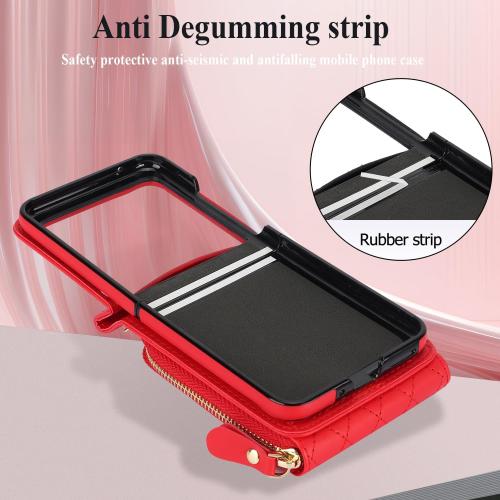 Asuwish Phone Case for Motorola Razr Plus 2023/Moto Razr 40 Ultra Wallet Crossbody Lanyard Strap & Kickstand Hinge Protection Heavy Duty Matte Hard Card Holder Cover Razr    5G XT2321-3 Women Men Red