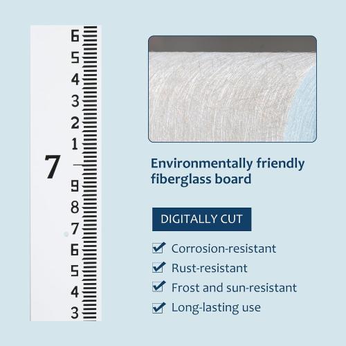 Depth Gauge, Water Level Gauge (Hundredths, Tenths, Teet), Heavy-Duty Ruler-Style Water Level Indicator, All-Weather Water Level Tool, Rust-Resistant, with Pre-Drilled Holes (4-8 Feet)