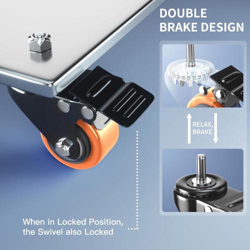 Caster Wheels 2 inch Locking Casters Set of 4, Threaded Stem 1/4-20 x 1