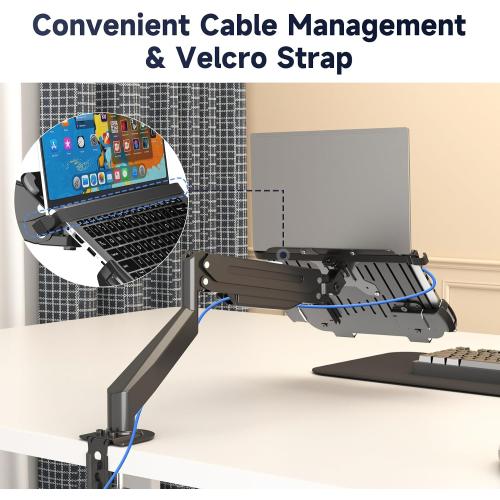 suptek Adjustable 13 to 18 inch Laptop VESA Arm Mount Tray for Monitor Arms and Stands (Tray Only),Fits 75x75/ 100x100 mm VESA Mount Holes,and Supports Weight up to 10lbs,Black(TP007)
