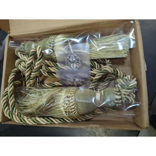 Green and Gold Tassel Rope Drapery