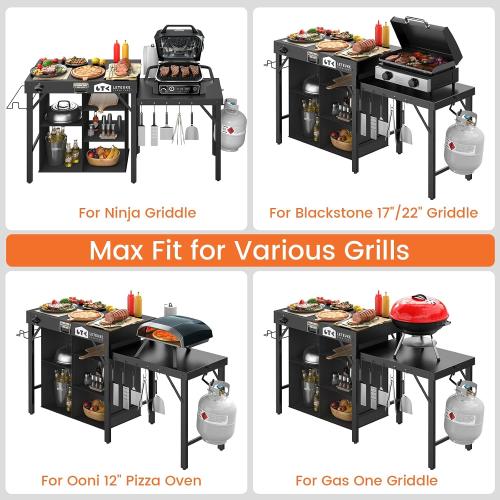 Grill Table for Blackstone Griddle Camping Grill Table Foldable Fits Ninja