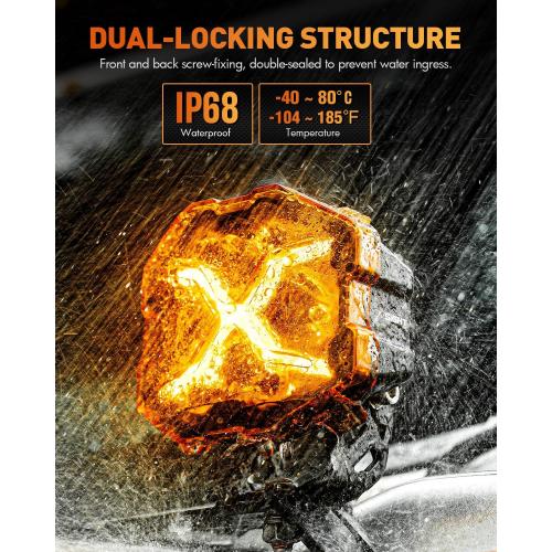 NOVSIGHT X Series 4 Inch Amber/White Off Road Driving Light LED Pods, Pair