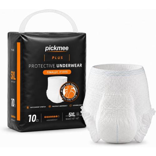 Plus Size Incontinence Underwear, 5XL, 10 Count, Bariatric Pull Ups