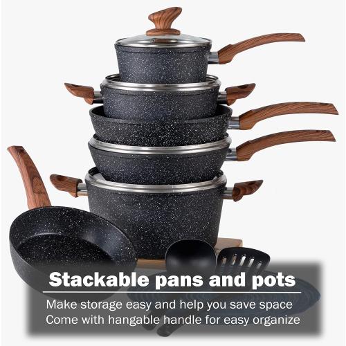 Kitchen Academy Pots and Pans Set Non Stick, Induction Cookware