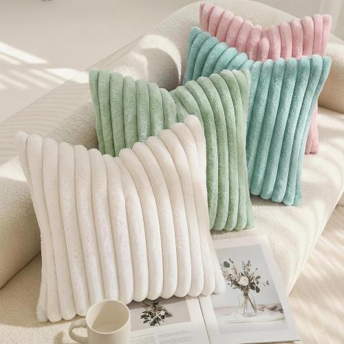 decorUhome Fall Faux Fur Throw Pillow Covers 18x18 Set of 2 Sage Green