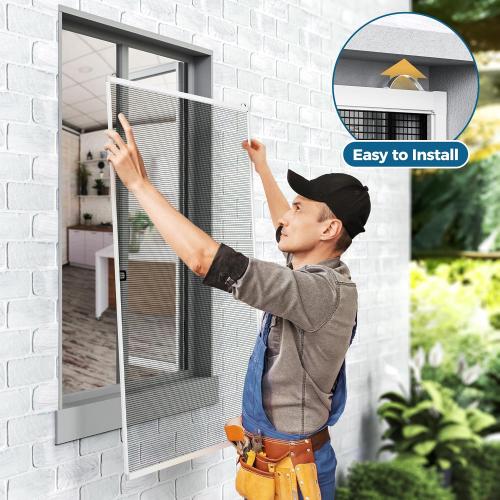 Augblinds DIY Aluminum Window Screen Frame Kit, 2 Sets, 46 in, White