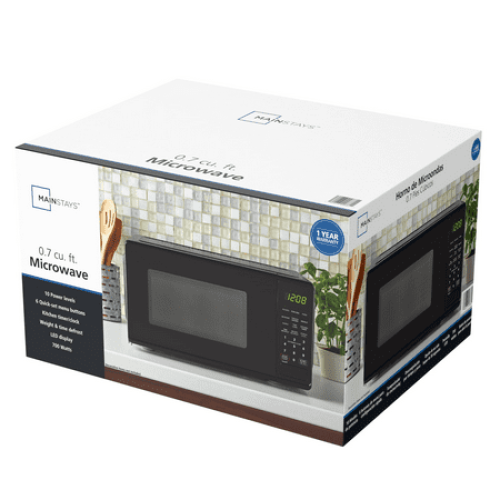 Mainstays 0.7 Cu ft Countertop Microwave Oven, 700 Watts, Black