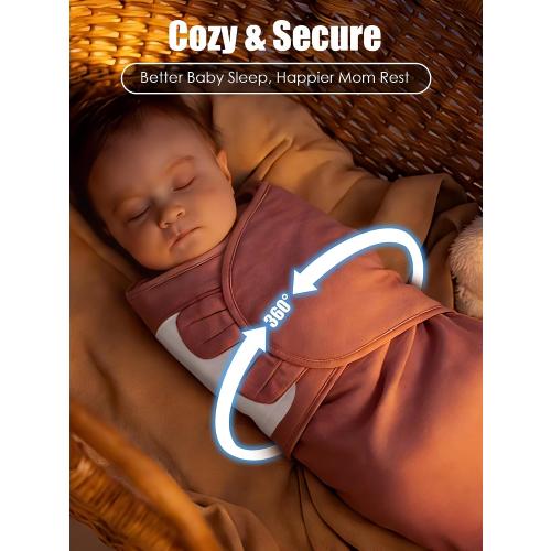 Newborn Swaddle Blanket Wrap 0-3 Months (3-Pack) - Adjustable Infant Sleep Sack, 100% Cotton Anti-Startle Soothing Sack, Soft Breathable Nursery Bedding - Dusty Rose   Pearl   Mauve
